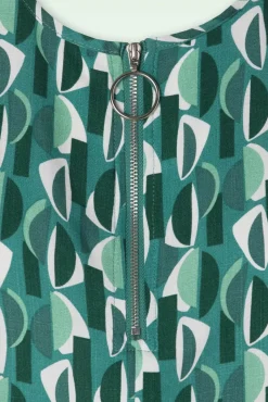 Gwenola Mid Century Retro Jurk In Groen