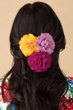 Haarbloemenset In Cool Blush, Framboos En Solar