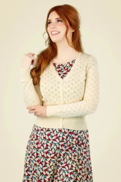 Heart Ajour Vest In Creme