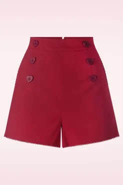 Heart Button Shorts In Rood