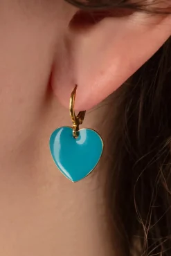Heart Oorbellen In Turquoise