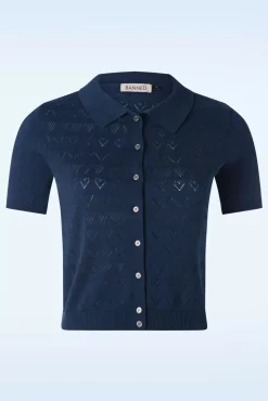 Heart Waves Cardigan In Marineblauw