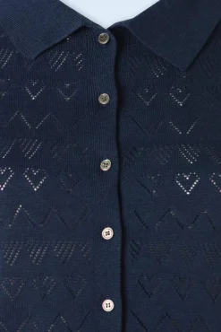 Heart Waves Cardigan In Marineblauw