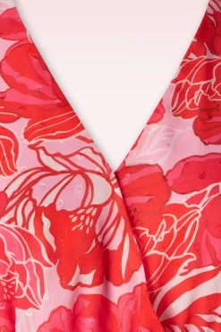 Isla Flower Maxi Jurk In Roze En Rood