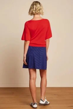 Ivy Top Wijde Mouw Club In Vurig Rood