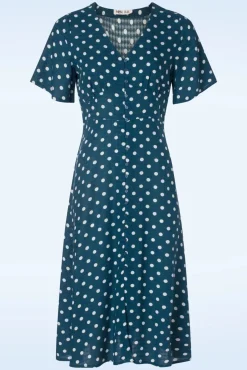 Jeanette Polka Dot Jurk In Marineblauw