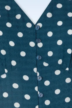 Jeanette Polka Dot Jurk In Marineblauw