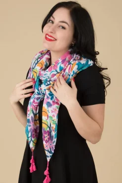 Jenny Floral Sjaal In Wit En Multi