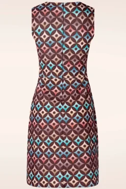 Jenny Geo Print Jurk In Bruin