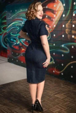 Jodie Pencil Jurk In Donkerdenim