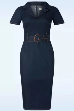 Jodie Pencil Jurk In Donkerdenim