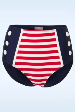 Joelle Stripes Bikinibroekje In Marineblauw En Rood