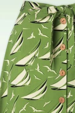 Judy Midi Rok Bateau In Woodbine Groen