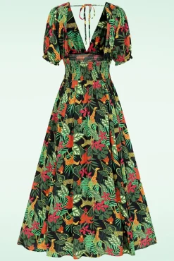 Juliette Jungle Maxi Jurk In Zwart