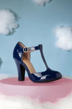 June Love Letter Lak Pumps In Navy