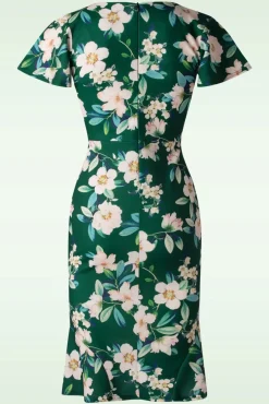 Katie Floral Pencil Jurk In Groen
