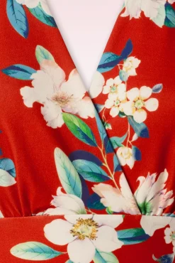 Katie Penciljurk Met Bloemenprint In Warm Rood
