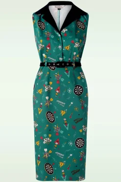 Keep Em Flying Pencil Jurk In Teal