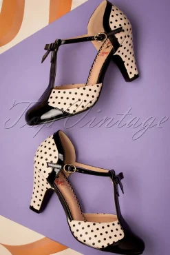 Kelly Lee T-Strap Pumps In Zwart En Blush