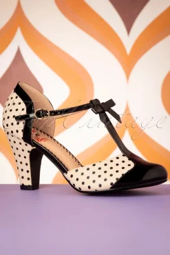 Kelly Lee T-Strap Pumps In Zwart En Blush
