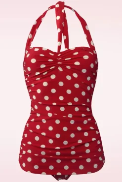 Klassiek Badpak Met Polkadots In Rood En Wit