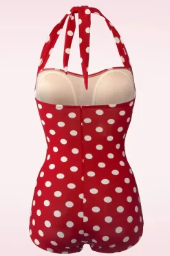 Klassiek Badpak Met Polkadots In Rood En Wit