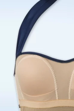 Klassiek Jaren Vijftig Eendelig Badpak In Marineblauw