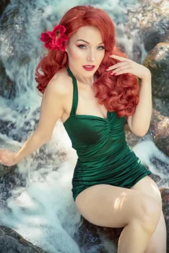 Klassiek Jaren Vijftig Eendelig Badpak In Groen