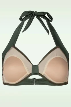 Klassieke Bikinitop In Donker Olijfgroen