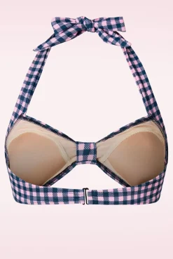 Klassieke Gingham Bikinitop In Roze En Blauw