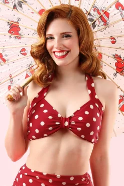 Klassieke Polka Bikinitop In Rood En Wit