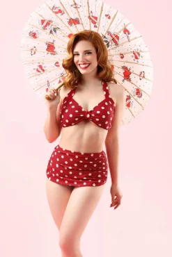 Klassieke Polka-Bikinibroek In Rood En Wit