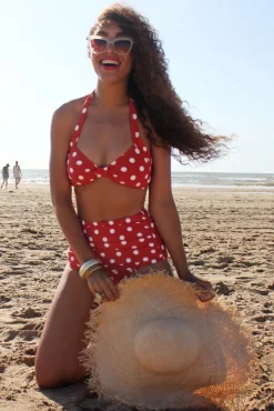 Klassieke Polka-Bikinibroek In Rood En Wit
