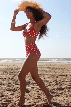 Klassieke Polka-Bikinibroek In Rood En Wit