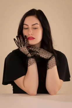 Korte Handschoenen In Zwart Mesh