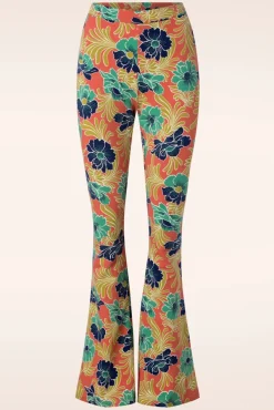 Lake Border Flared Broek In Langoustine Oranje