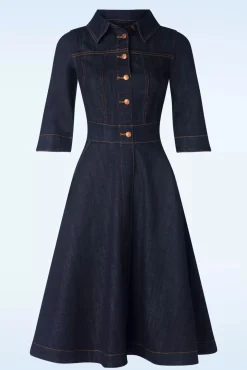 Lauren Swing Jurk In Donkerdenim