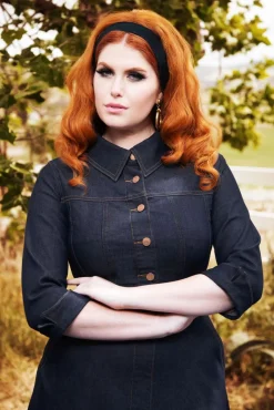 Lauren Swing Jurk In Donkerdenim