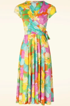 Layla Bright Floral Swing Jurk In Multi