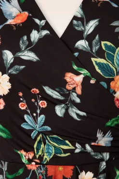 Layla Floral Gekruiste Jurk In Zwart