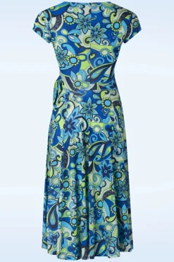 Layla Floral Swing Jurk In Turquoise