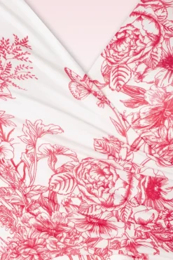 Layla Floral Swing Jurk In Wit En Rood