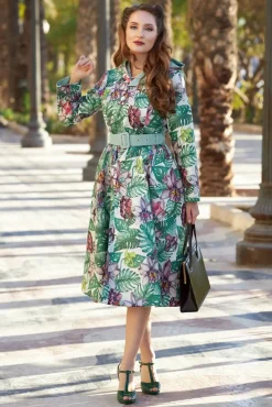 Lorily Minty Floral Reversible Waterafstotende Jas In Mint