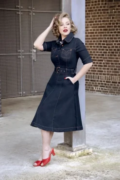 Lucielle Swing Jurk In Donkerdenim