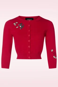 Lucy Posty Cat Cardigan In Rood