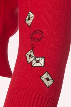 Lucy Posty Cat Cardigan In Rood