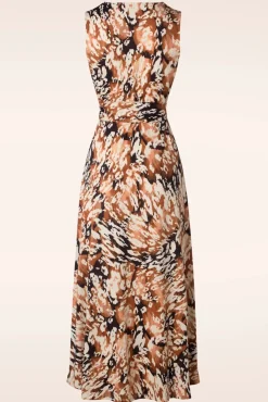 Lyla Luipaard Maxi Jurk In Bruin