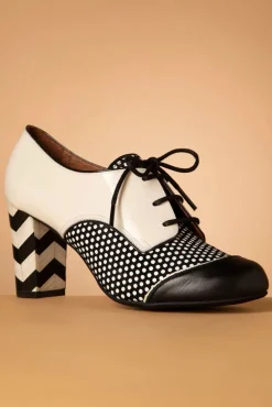 Madison Lederen Booties In Zwart En Romig Wit