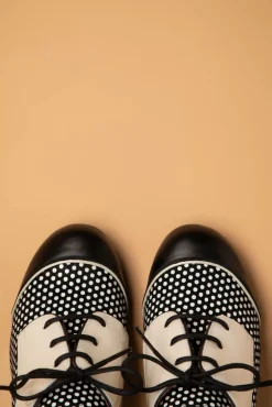 Madison Lederen Booties In Zwart En Romig Wit