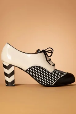 Madison Lederen Booties In Zwart En Romig Wit